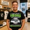 I May Live In Virginia But On Gameday My Heart Soul Belong To Seattle Seahawks Logo Flag T-Shirt