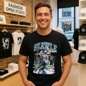 Jaxon Smith-Njigba Seattle Seahawks Super Bowl Lx Champions City Skyline T-Shirt