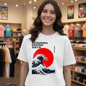 Katsushika Hokusai The Great Wave And Sun T-Shirt