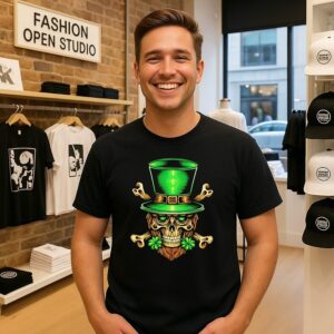 Leprechaun Irish Skull Clover Patrick’s Day T-Shirt