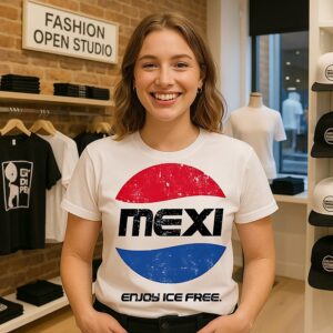 Mexi Enjoy Ice Free Pepsi Parody Logo T-Shirt