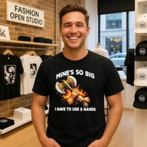 Mine’s So Big I Have To Use 2 Hands Double-Edged Battle Axe Dungeons And Dragons T-Shirt
