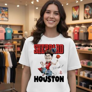 Reed Sheppard Houston Rockets Caricature Signature T-Shirt