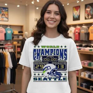 Seattle Seahawks 2025-26 Super Bowl Lx Champions 29-13 Score T-Shirt