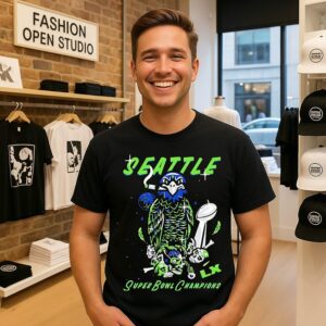 Seattle Seahawks Super Bowl Lx Champions Bird Smoking Paint T-Shirt