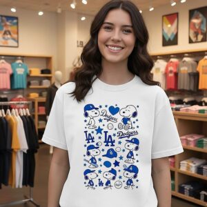 Snoopy X Los Angeles Dodgers Cartoon Baseball Lover T-Shirt