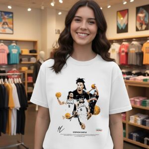 Stephon Castle San Antonio Spurs Basketball Graphic Signature T-Shirt