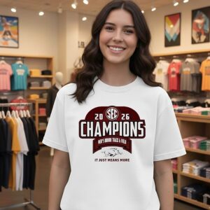 Arkansas Razorbacks 2026 Sec Men’s Indoor Track & Field Champions Locker Room T-Shirt