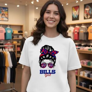 Buffalo Bills Girl Messy Bun Glasses T-Shirt