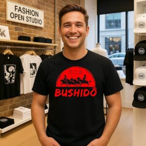 Bushidō Samurai On Horseback Red Sun T-Shirt