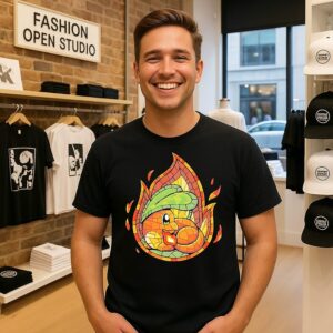 Charmander Pokémon Mosaic Fire Stained Glass T-Shirt