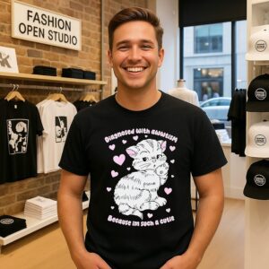 Diagnosed With Awwtism Because Im Such A Cutie Cat Lovers T-Shirt