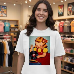 Girl With Sabbath Vinyl Retro T-Shirt