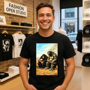 Godzilla And Kong With Beers Funny And Relaxing Moments T-Shirt