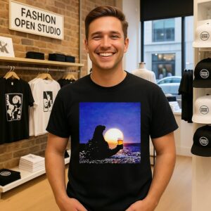 Godzilla With Beers Sunset Relaxing Moments T-Shirt