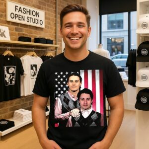 Jack And Quinn Hughes USA Hockey Step Brothers Flag T-Shirt