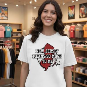 Jack Hughes Devils NHL New Jersey Means So Much To Me Signature Number 86 State Map T-Shirt