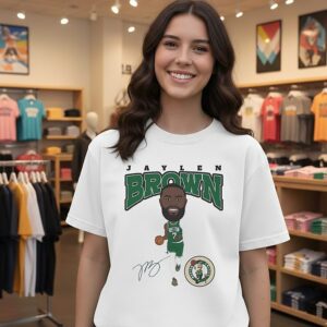 Jaylen Brown Boston Celtics Hardwood Comic Signature T-Shirt