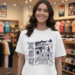 Ksu Campus Landmarks Comic Paint T-Shirt