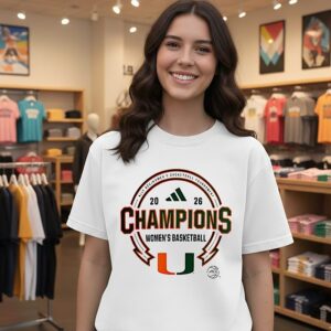 Miami Hurricanes Women’s Basketball Acc Champions Logo ’26 T-Shirt