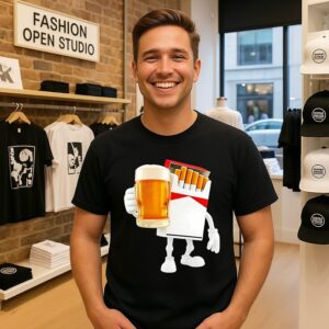 Pack Of Cigs With Beer Drinking Beer Smoking Cigarettes T-Shirt