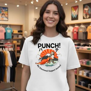 Punch The Monkey My Emotional Support Animal Mount Fuji Retro T-Shirt