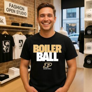 Purdue Basketball Boiler Ball Text Stack T-Shirt