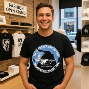 Sea Of America Sailing Club Membership 100000 Tons Logo T-Shirt