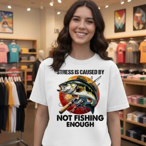 Stress Is Caused By Not Fishing Enough Sea Bass T-Shirt