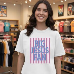 Striped Big Jesus Preppy Christian T-Shirt