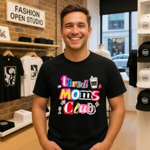 Tired Moms Club Collage Letters T-Shirt