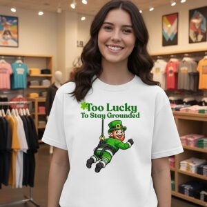Too Lucky To Stay Grounded Leprechaun T-Shirt