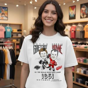 Wayne Gretzky And Gordie Howe All The Regular Season Points Leader Signature T-Shirt