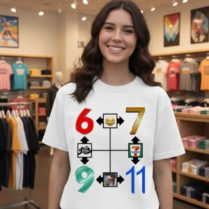 67 69 911 711 Combination Of Numbers Meme T-Shirt
