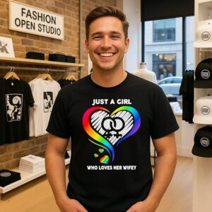 Awesome Heart Lgbt Just A Who Loves Her Wifey T-Shirt