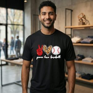 Awesome Peace Love Baseball T-Shirt