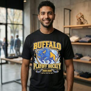 Buffalo Sabres Playoffs Hockey 2025-2026 Battle For The Cup Mascot T-Shirt