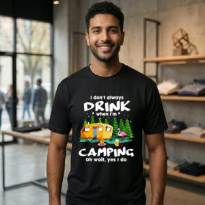 Flamingo I Don’t Always Drink When I’m Camping Oh Wait Yes I Do T-Shirt