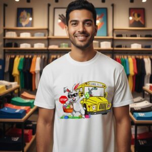 Happy Easter Rabbit Dadding Stop School Bus T-Shirt