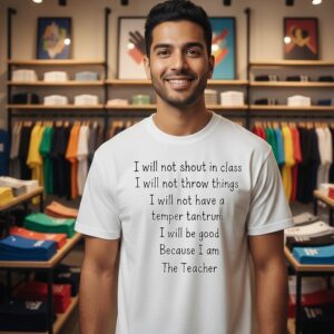 I Will Not Shout In Class I Will Not Throw Things Because I Am The Teacher T-Shirt