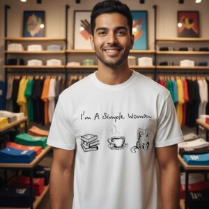I’m A Simple Woman I Like Books Coffee And Cat T-Shirt