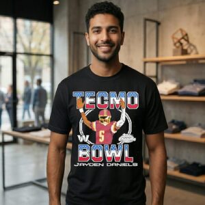 Jayden Daniels Tecmo Bowl Washington Commanders Topps Chrome T-Shirt