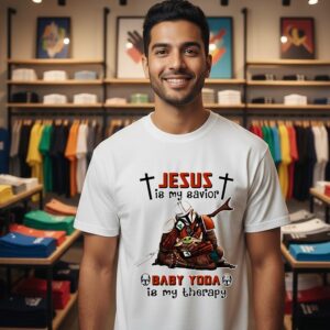 Jesus Is My Savior Baby Yoda Is My Therapy T-Shirt