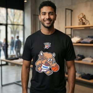 Oklahoma City Thunder 2026 NBA Playoffs Rumble Mascot Cartoon T-Shirt