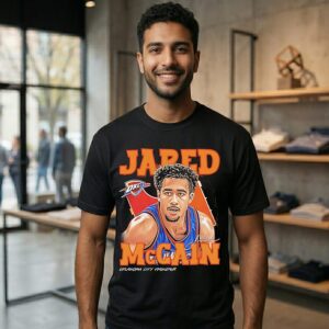 Oklahoma City Thunder Jared Mccain 2026 NBA Signature Airbrush T-Shirt