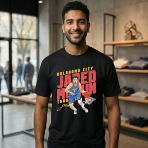 Oklahoma City Thunder Jared Mccain 2026 NBA Slant Autographed T-Shirt