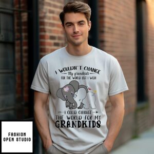 Elephant I Wouldn’t Change My Grandkids For The World But I Wish I Could Change The World For My Grandkids T-Shirt