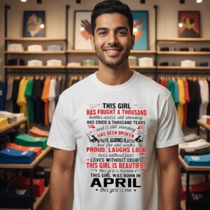 This Girl Has Fought A Thousand Battles And Is Still Standing This Girl Was Born In April T-Shirt