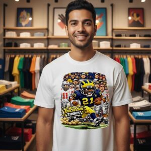 Tim Biakabutuka Touchdown Timmy Caricature Michigan Wolverines T-Shirt
