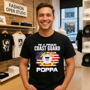 United States Coast Guard 1970 I’m A Proud Coast Guard Poppa America Flag T-Shirt